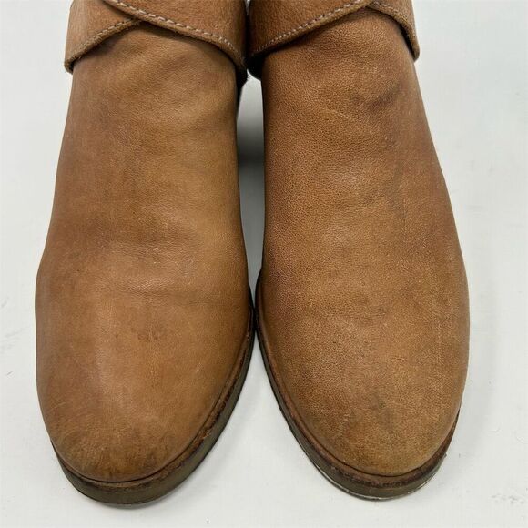 Eileen Fisher Ankle Booties Camel Tan Brown Leather Size 8 Strappy Back Zipper - Picture 5 of 15